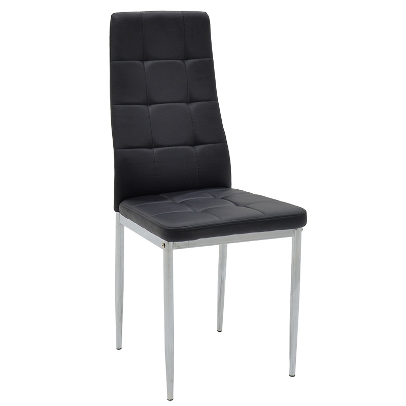 Καρέκλα Cube pakoworld PU μαύρο-πόδι χρωμίου
