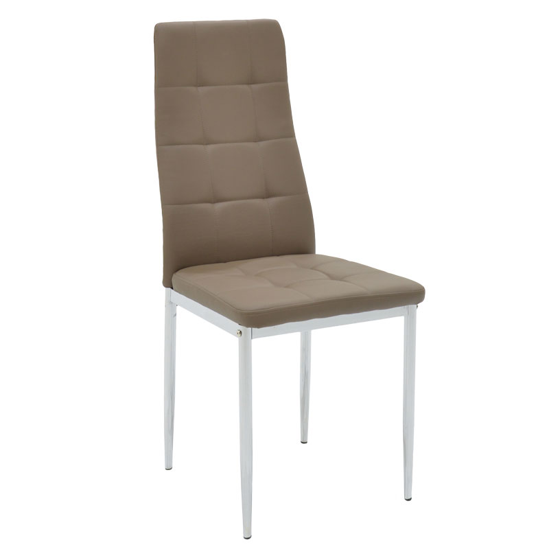 Chair Cube pakoworld PU mocha-chrome leg Chair Cube pakoworld PU mocha-chrome leg
