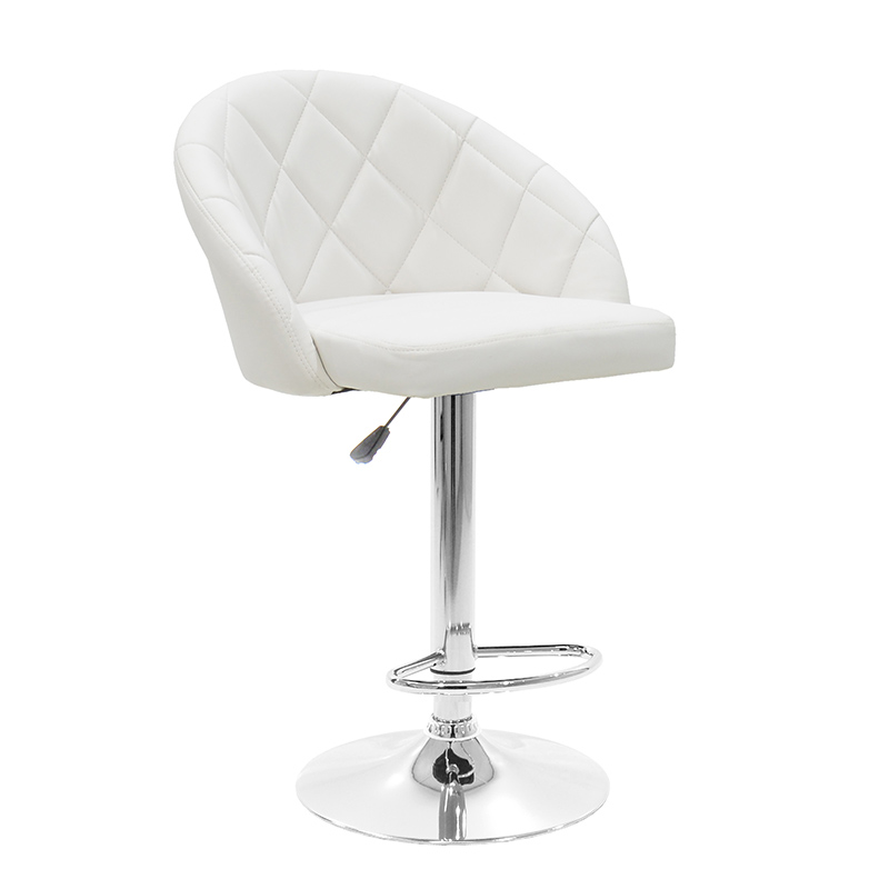 Bar stool Balina pakoworld height adjustable white pu-chrome metal 52x53x109cm Bar stool Balina pakoworld height adjustable white pu-chrome metal 52x53x109cm