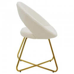 Chair Valentina pakoworld white teddy fabric-golden leg 65x60x82εκ Chair Valentina pakoworld white teddy fabric-golden leg 65x60x82εκ