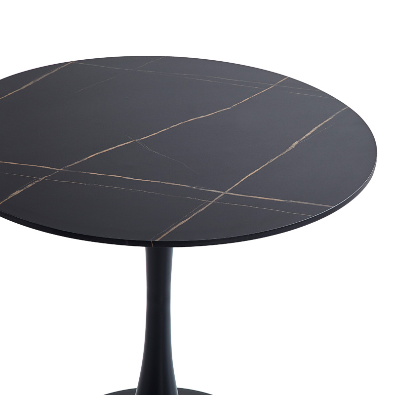 Dining table Balou II pakoworld MDF in marble black color D80x75cm Dining table Balou II pakoworld MDF in marble black color D80x75cm