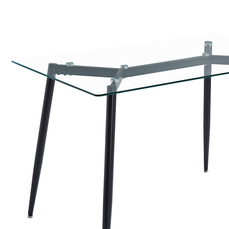 Dining table QUANA pakoworld transparent glass with black legs 120x70x75cm Dining table QUANA pakoworld transparent glass with black legs 120x70x75cm