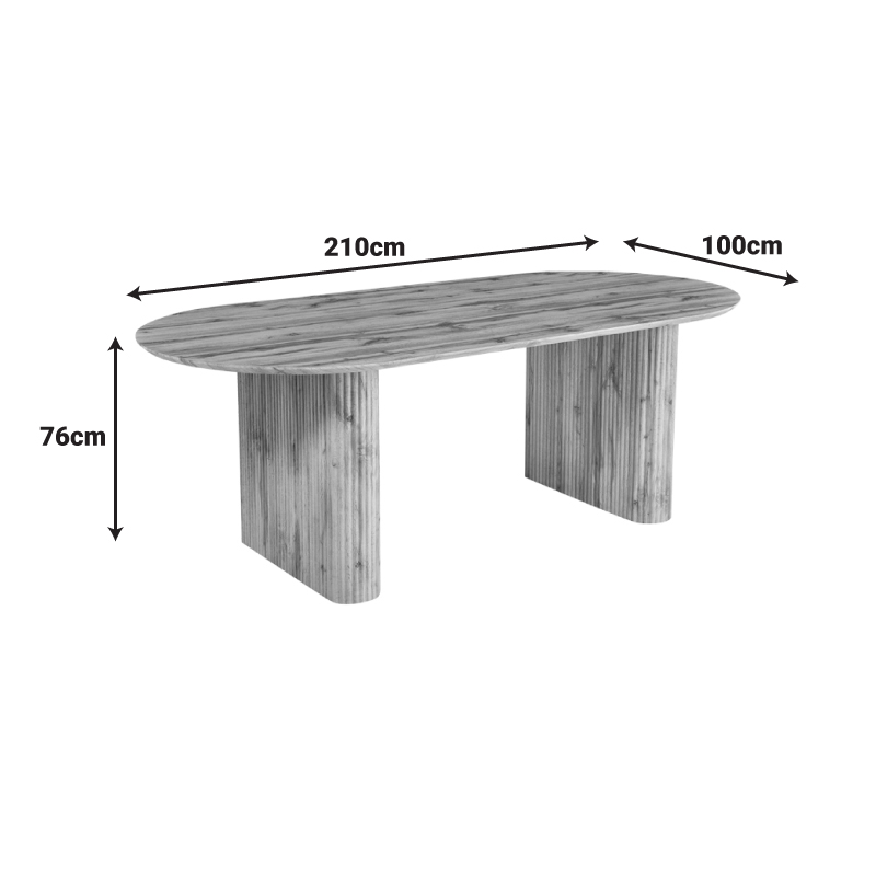 Dining table Nembou pakoworld mdf in oak color 210x100x76cm