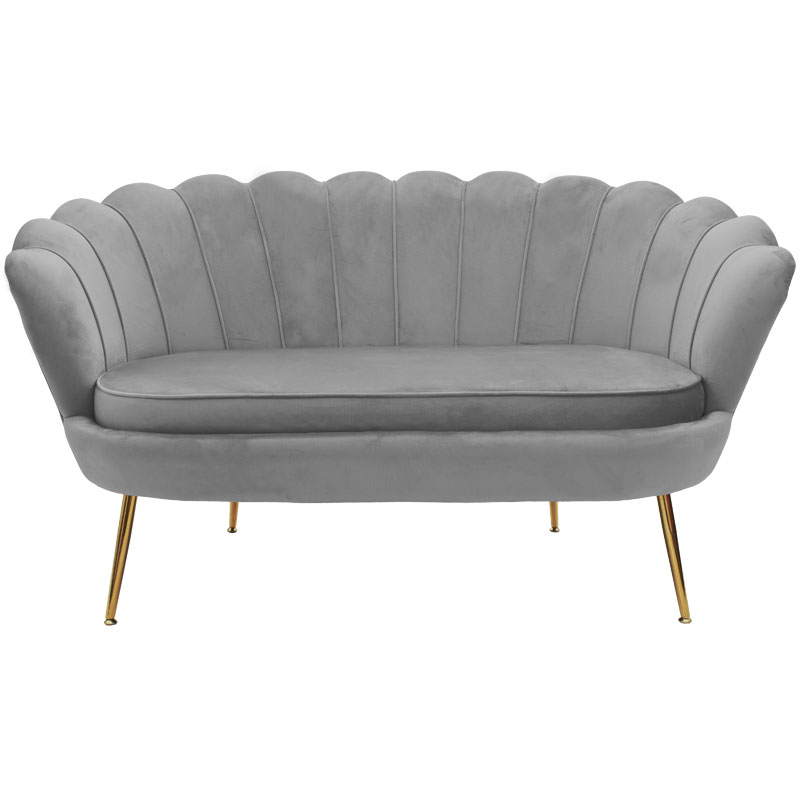 2 seater sofa Daimon pakoworld velvet grey 134x70x77cm
