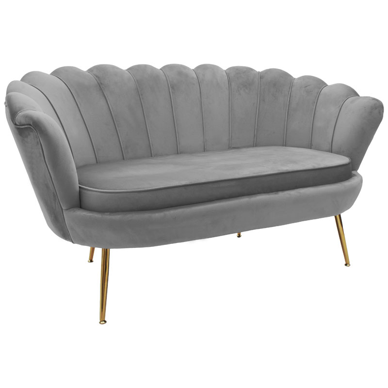 2 seater sofa Daimon pakoworld velvet grey 134x70x77cm