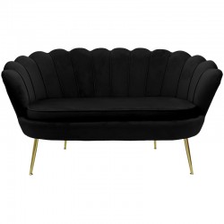 2 seater sofa Daimon pakoworld velvet black 134x70x77cm 2 seater sofa Daimon pakoworld velvet black 134x70x77cm