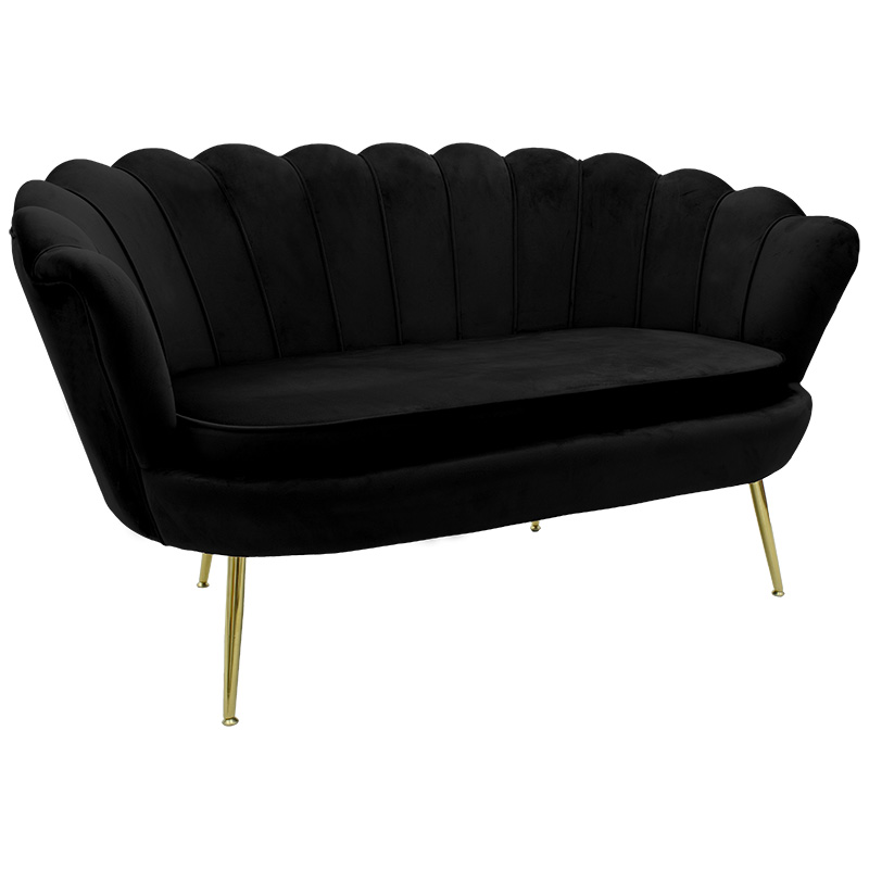 2 seater sofa Daimon pakoworld velvet black 134x70x77cm