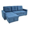 Γωνιακός καναπές-κρεβάτι με αποθηκευτικό χώρο Felia pakoworld αναστρέψιμος βελούδο σε μπλε απόχρωση 216x134x88εκ