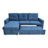 Γωνιακός καναπές-κρεβάτι με αποθηκευτικό χώρο Felia pakoworld αναστρέψιμος βελούδο σε μπλε απόχρωση 216x134x88εκ