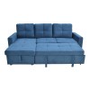 Γωνιακός καναπές-κρεβάτι με αποθηκευτικό χώρο Felia pakoworld αναστρέψιμος βελούδο σε μπλε απόχρωση 216x134x88εκ