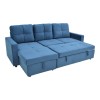 Γωνιακός καναπές-κρεβάτι με αποθηκευτικό χώρο Felia pakoworld αναστρέψιμος βελούδο σε μπλε απόχρωση 216x134x88εκ