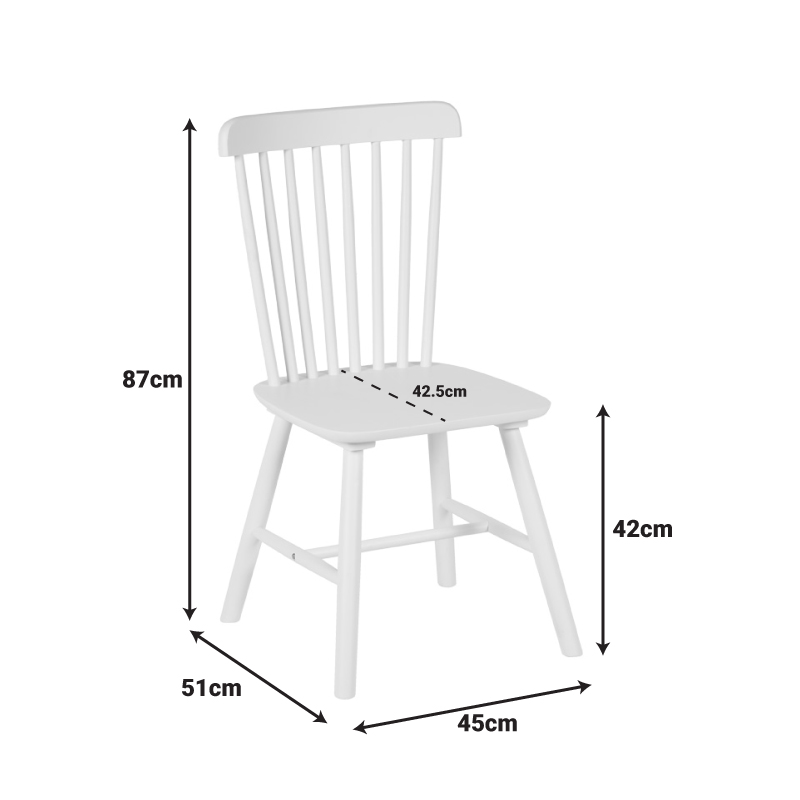 Melia pakoworld rubberwood chair in white shade 45x51x87cm Melia pakoworld rubberwood chair in white shade 45x51x87cm
