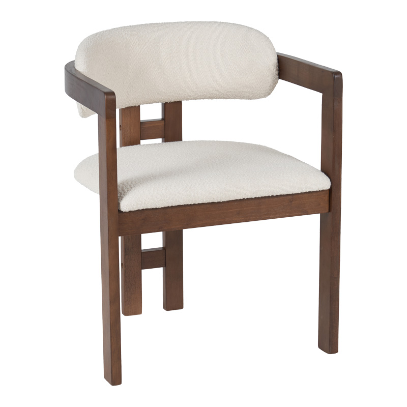 Winsor pakoworld rubberwood armchair in beige with walnut color leg 58.5x51x76cm