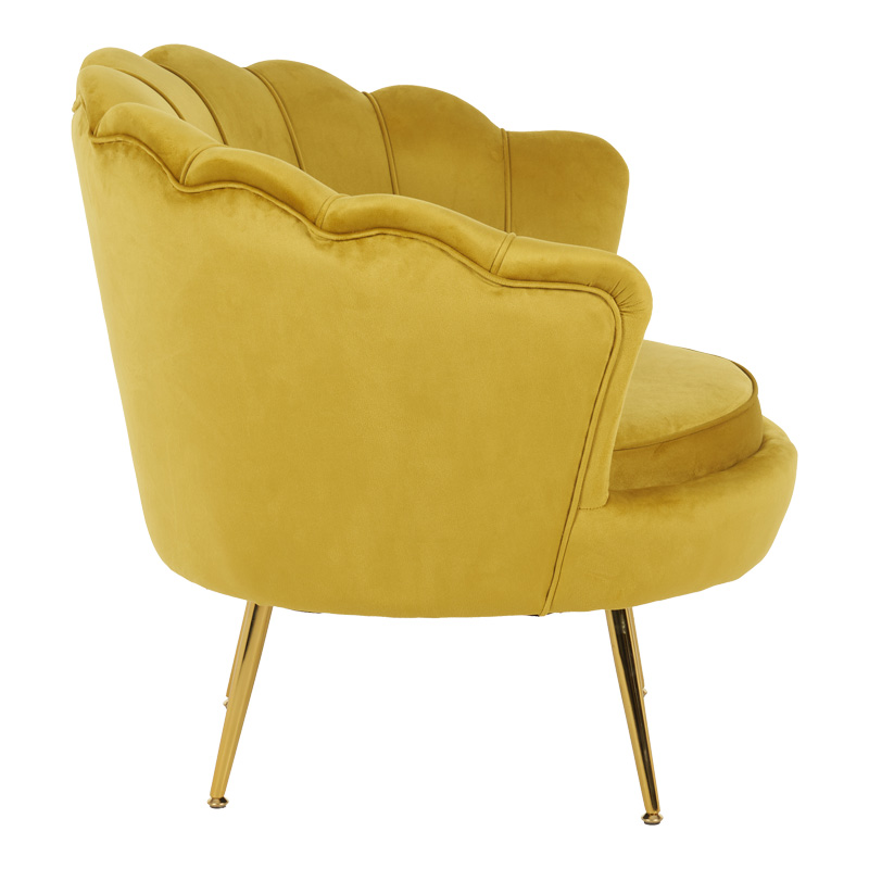 Daimon pakoworld velvet armchair in yellow shade 79x74x78cm Daimon pakoworld velvet armchair in yellow shade 79x74x78cm