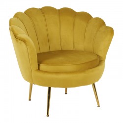 Daimon pakoworld velvet armchair in yellow shade 79x74x78cm Daimon pakoworld velvet armchair in yellow shade 79x74x78cm