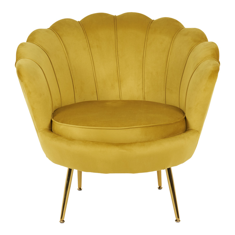 Daimon pakoworld velvet armchair in yellow shade 79x74x78cm Daimon pakoworld velvet armchair in yellow shade 79x74x78cm