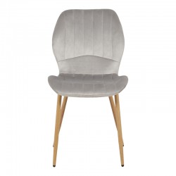 Καρέκλα Jelour pakoworld βελούδο σε γκρι απόχρωση-πόδια φυσικά μεταλλικά 46.5x60x84εκ