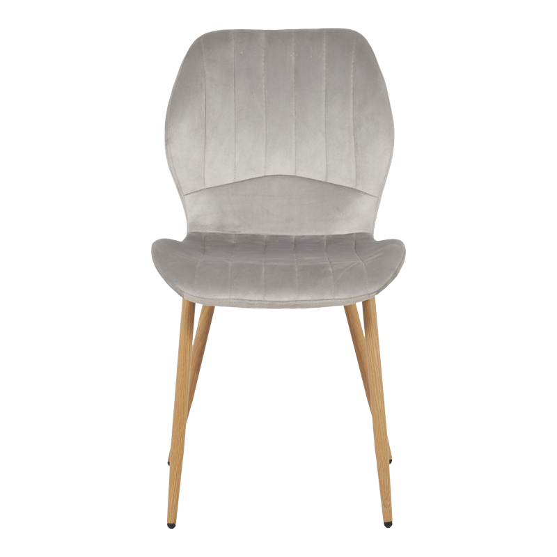 Καρέκλα Jelour pakoworld βελούδο σε γκρι απόχρωση-πόδια φυσικά μεταλλικά 46.5x60x84εκ