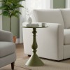 Lalou pakoworld metal side table in olive green shade D40x55cm