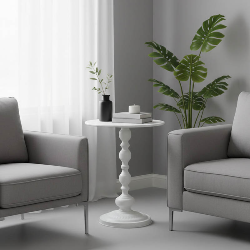 Anesor pakoworld metal side table in cream shade D40x52cm