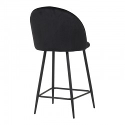 Σκαμπό μπαρ μεσαίου ύψους Perch pakoworld βελούδο σε μαύρη απόχρωση με μαύρα μεταλλικά πόδια 50x43x99εκ
