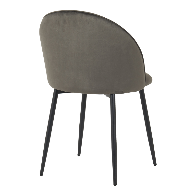 Chair Perch pakoworld velvet in anthracite with black metal legs 50x43x82cm