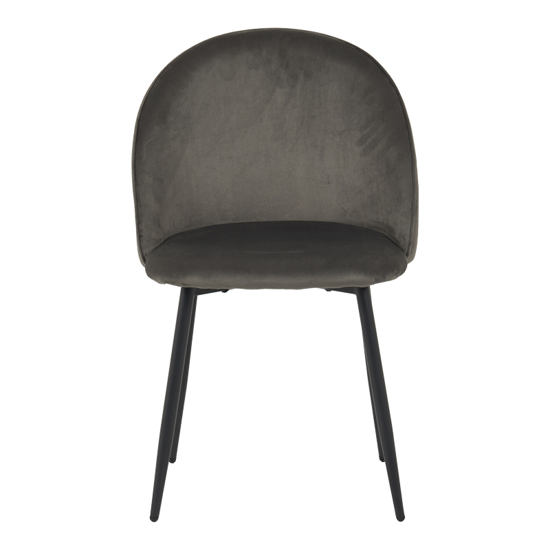 Chair Perch pakoworld velvet in anthracite with black metal legs 50x43x82cm