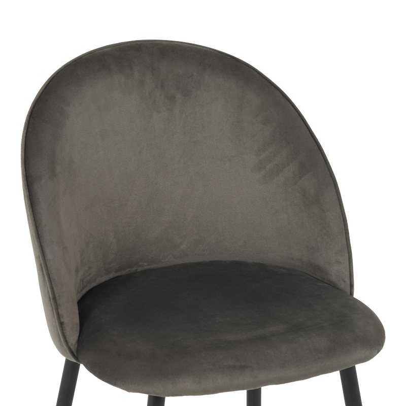 Chair Perch pakoworld velvet in anthracite with black metal legs 50x43x82cm