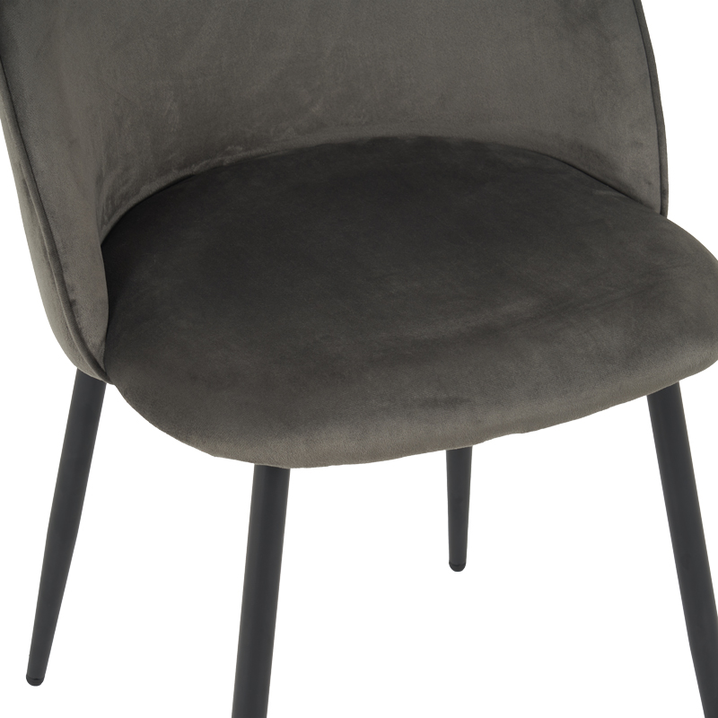 Chair Perch pakoworld velvet in anthracite with black metal legs 50x43x82cm