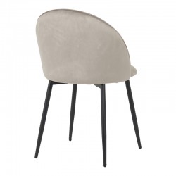 Chair Perch pakoworld velvet in grey with black metal legs 50x43x82cm