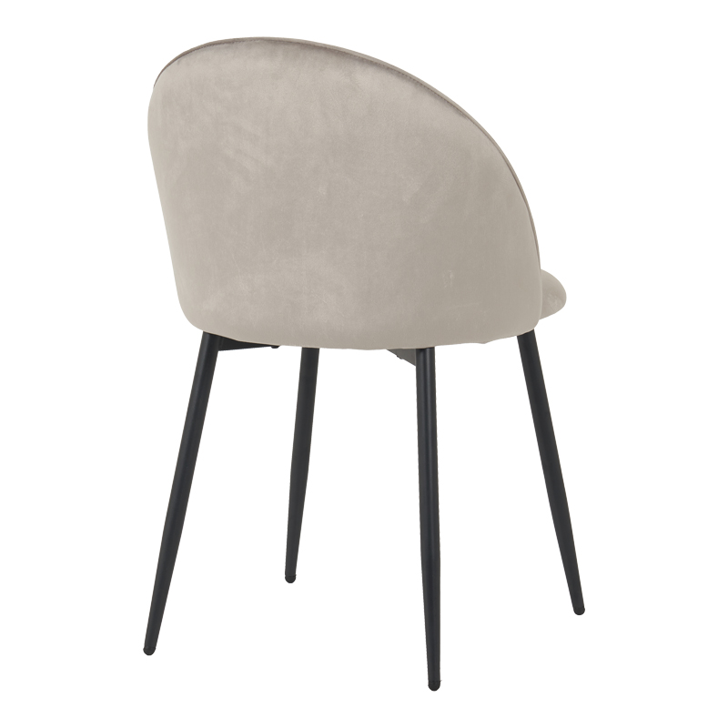 Chair Perch pakoworld velvet in grey with black metal legs 50x43x82cm