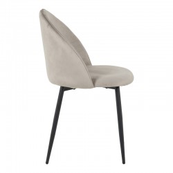 Chair Perch pakoworld velvet in grey with black metal legs 50x43x82cm