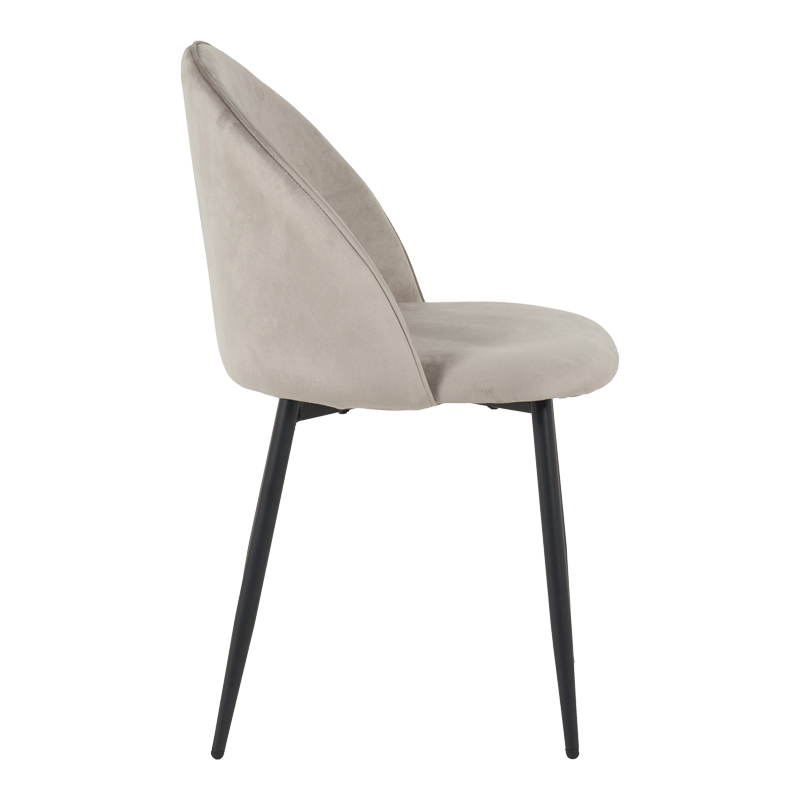 Chair Perch pakoworld velvet in grey with black metal legs 50x43x82cm