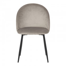 Chair Perch pakoworld velvet in grey with black metal legs 50x43x82cm