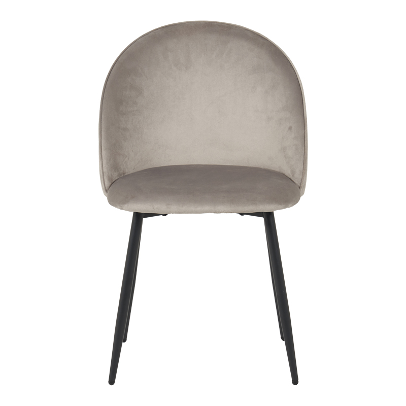 Chair Perch pakoworld velvet in grey with black metal legs 50x43x82cm