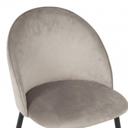 Chair Perch pakoworld velvet in grey with black metal legs 50x43x82cm