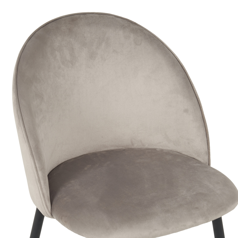 Chair Perch pakoworld velvet in grey with black metal legs 50x43x82cm