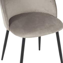 Chair Perch pakoworld velvet in grey with black metal legs 50x43x82cm