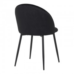 Chair Perch pakoworld velvet in black with black metal legs 50x43x82cm
