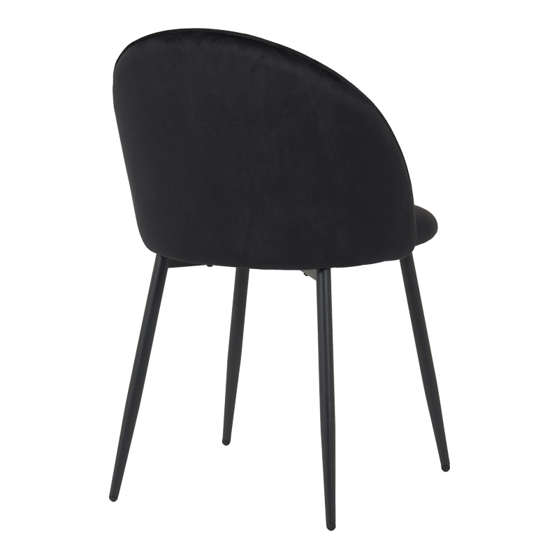 Chair Perch pakoworld velvet in black with black metal legs 50x43x82cm