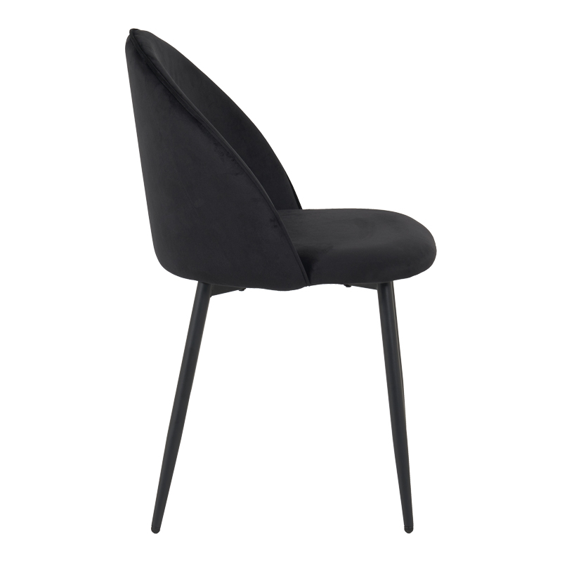 Chair Perch pakoworld velvet in black with black metal legs 50x43x82cm