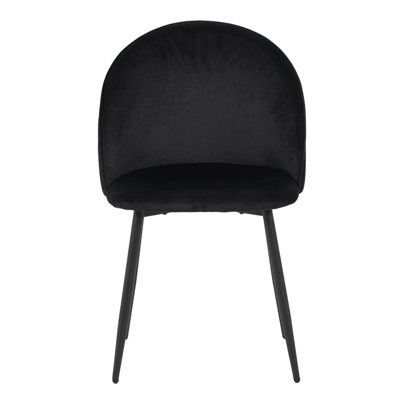 Chair Perch pakoworld velvet in black with black metal legs 50x43x82cm