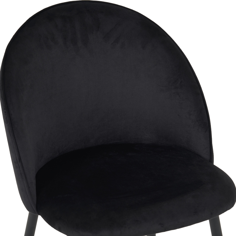 Chair Perch pakoworld velvet in black with black metal legs 50x43x82cm