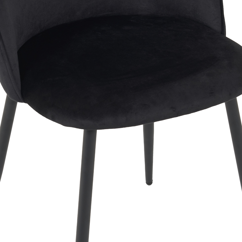 Chair Perch pakoworld velvet in black with black metal legs 50x43x82cm