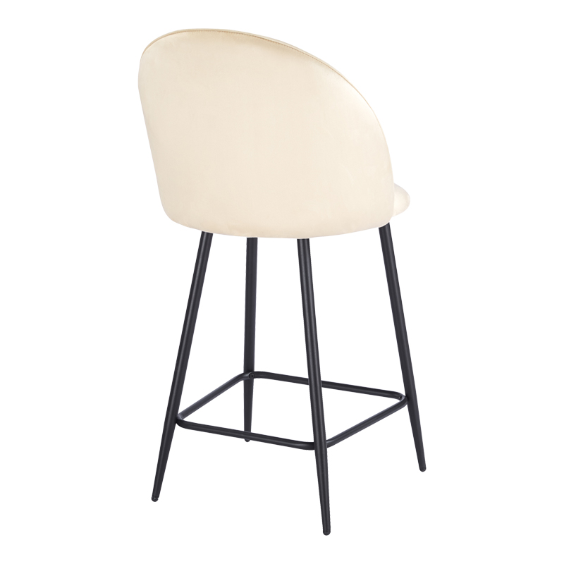 Medium height bar stool Perch pakoworld velvet cream-black metal legs 50x43x99cm