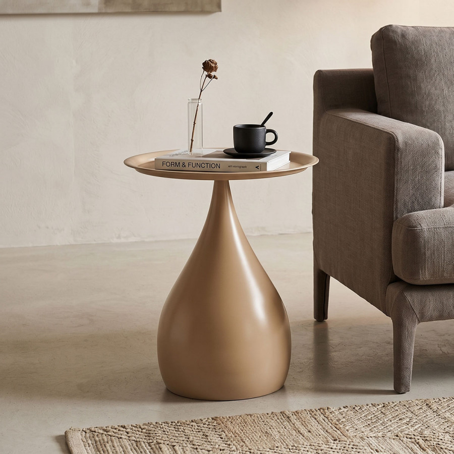 Samino pakoworld metal side table in cappuccino shade D39x42cm