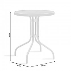 Τραπέζι Watson pakoworld μέταλλο λευκό-γυαλί Φ60x70εκ