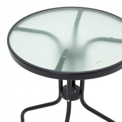 Τραπέζι Watson pakoworld μέταλλο μαύρο-γυαλί Φ60x70εκ