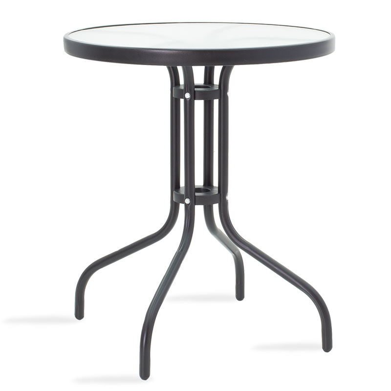 Τραπέζι κήπου Watson pakoworld μέταλλο μαύρο-γυαλί Φ60x70εκ