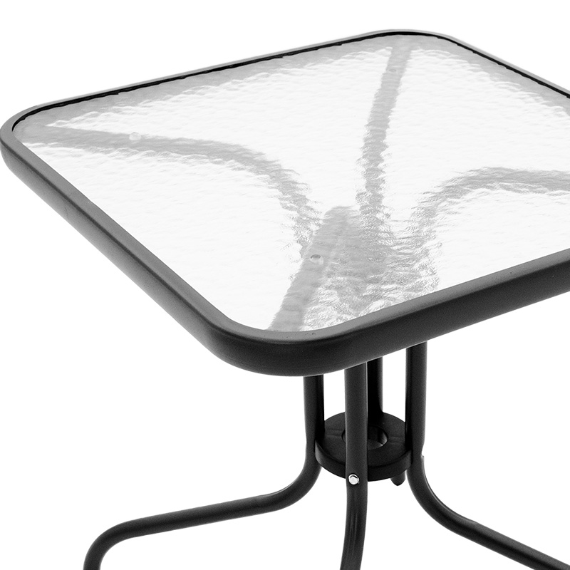 Τραπέζι Watson pakoworld μέταλλο μαύρο-γυαλί 60x60x70εκ